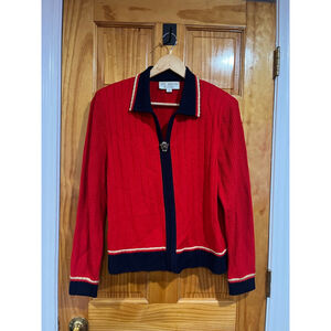 St. John Collection by Marie Gray Santana Knit Red Sailor Nautical Jacket 12